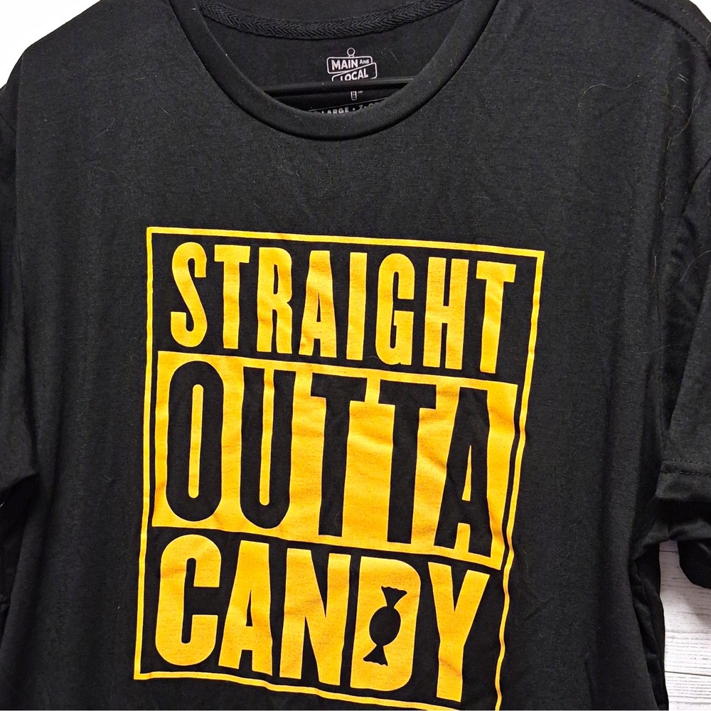 Main and Local Men's XL Black/Yellow Straight Outta Candy Graphic T-Shirt